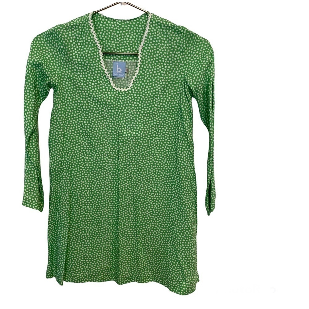 bella bliss NWT Kelly green dress with white polka dot long sleeve V-neck tunic